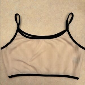 SHEIN Black and White Ribbed Crop Tank Top